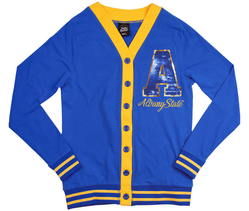 View Buying Options For The Big Boy Headgear Albany State Golden Rams S7 Sequin Letter Womens Cardigan