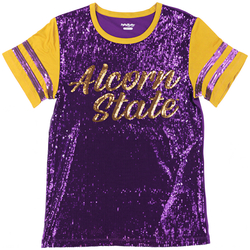 View Buying Options For The Big Boy Headgear Alcorn State Braves S8 Womens Sequin Tee