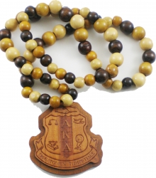 View Buying Options For The Alpha Kappa Alpha Laser Engraved Crest Wood Bead Tiki Necklace
