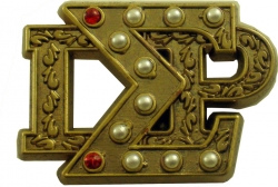 View Buying Options For The Sigma Gamma Rho Stacked 3D Letter 10 Pearl Lapel Pin