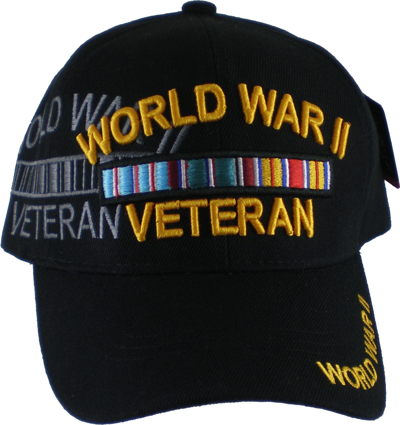 World War II Veteran Ribbon Shadow Mens Cap [Baseball Cap Black