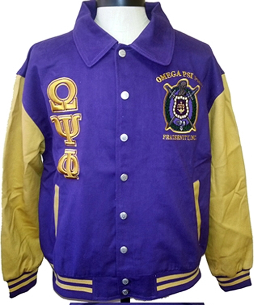 Buffalo Dallas Omega Psi Phi 2-Tone Mens Letterman Twill Jacket [Purple ...