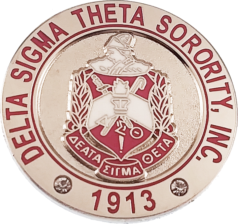 Delta Sigma Theta Sorority, Inc. Rhinestone Round Lapel Pin [Silver 1