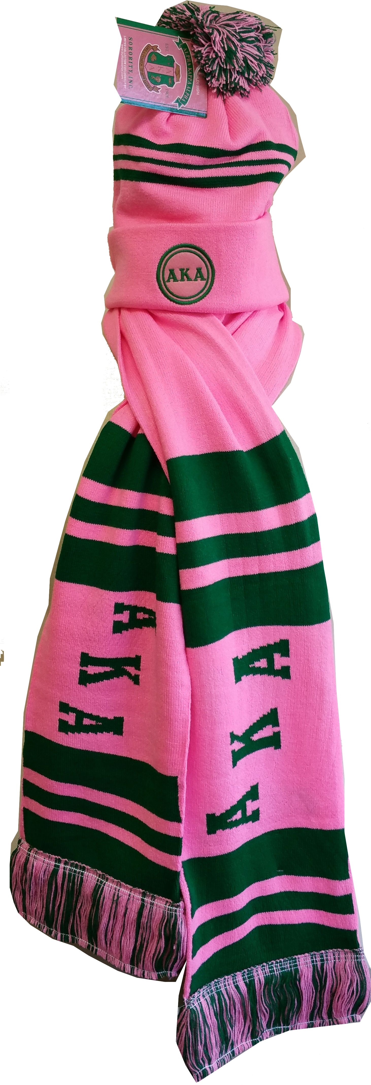 alpha kappa alpha hat and scarf set