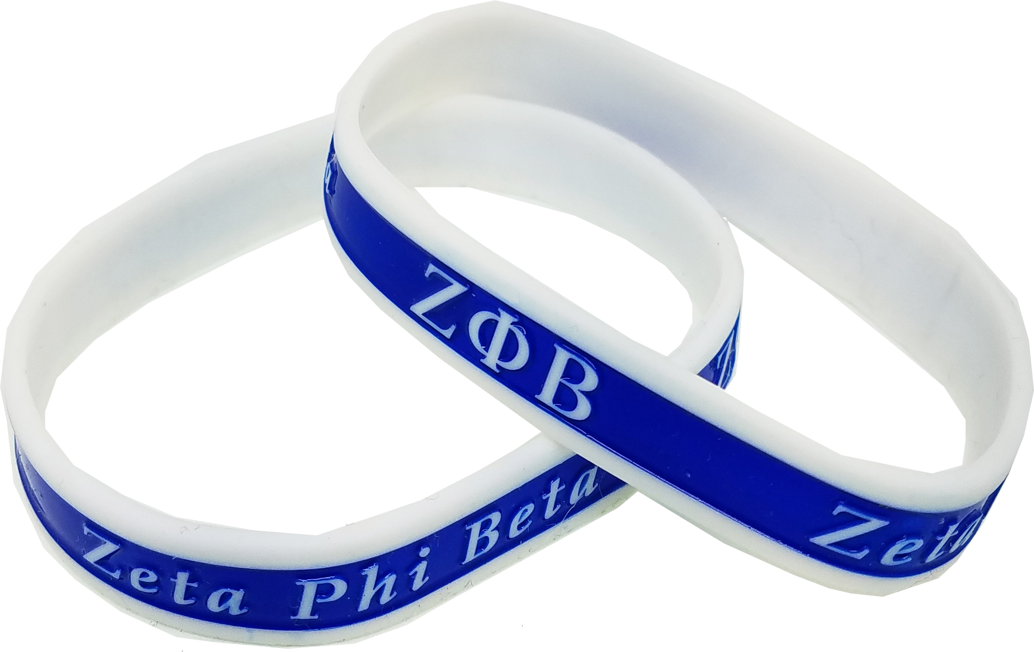 Zeta Phi Beta 2Tone Color Silicone Bracelet [Pack of 2 White/Blue