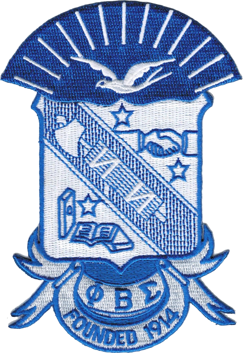 Phi Beta Sigma Shield Emblem Iron-On Patch [White - 5"] > Product