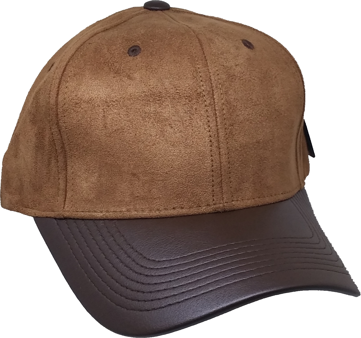 Plain Suede PU Leather Bill Mens Baseball Cap [Curved Bill Wheat