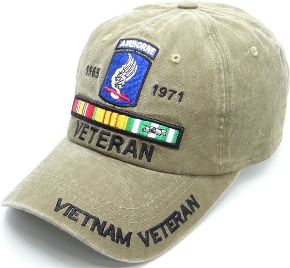 173rd Airborne Vietnam Veteran Pigment Washed Cotton Mens Cap [Beige