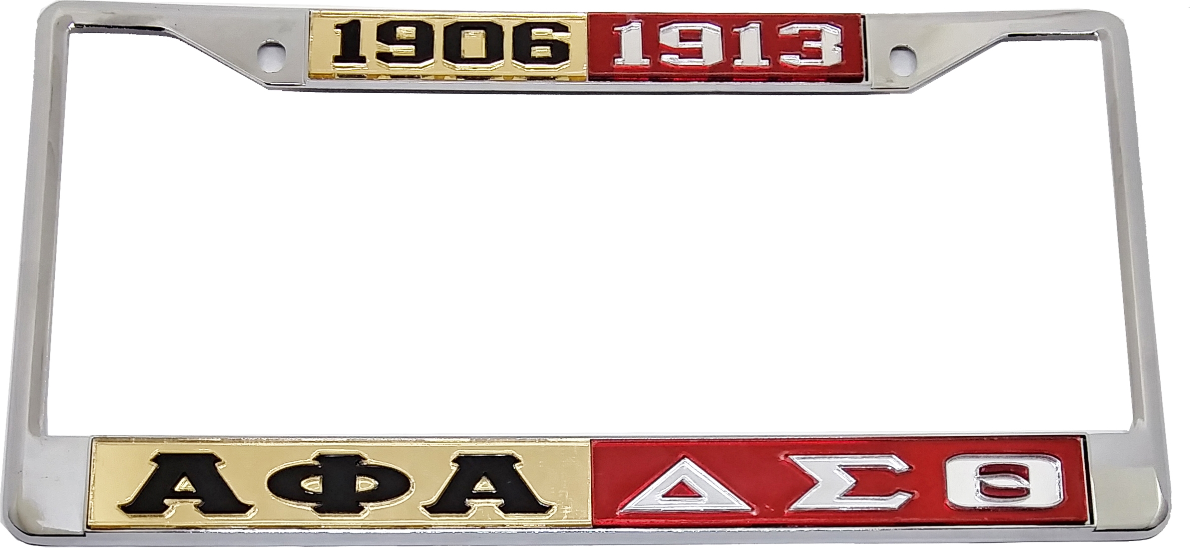Alpha Phi Alpha + Delta Sigma Theta Split License Plate Frame [Silver