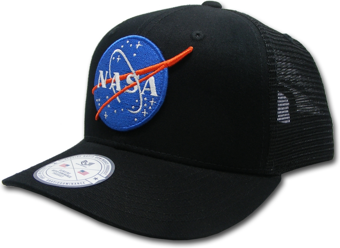Rapid Dominance Meatball NASA Cotton Trucker Mens Cap [Black - Adjustable]