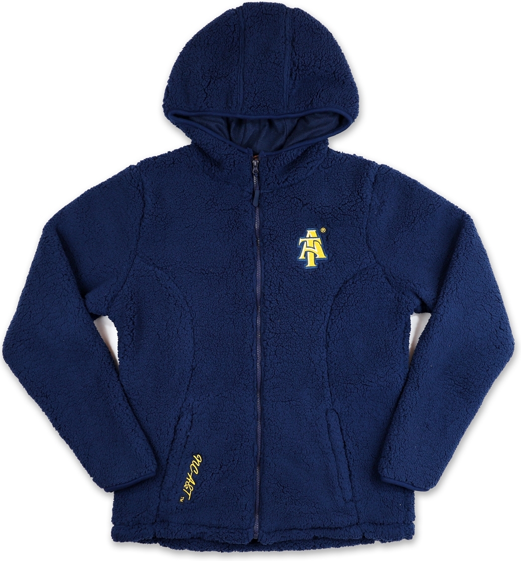 Big Boy North Carolina A&T Aggies Sherpa Zip Up Ladies Hoodie [Navy ...