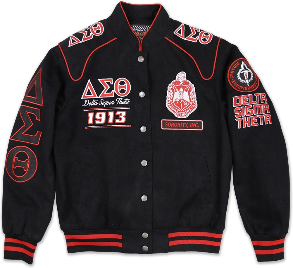 Click to view more detailed imagery on our partner's website Pre-owned Cultural Exchange Big Boy Delta Sigma Theta Divine 9 S10 Ladies Twill Racing Jacket In Black