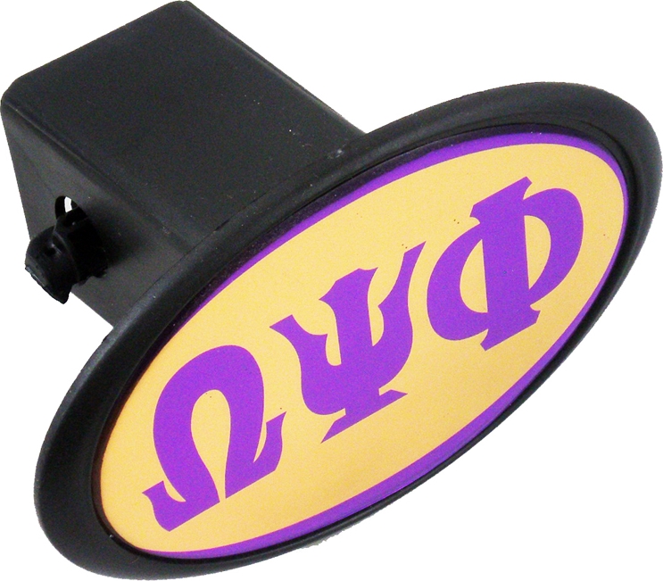Omega Psi Phi Mirror Domed Trailer Hitch Cover [Black - 2"R] > Product Omega Psi Phi Trailer Hitch Cover