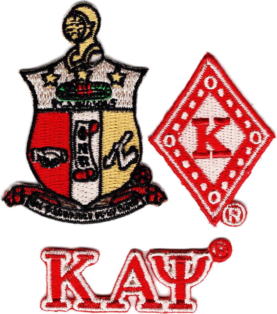 Kappa Alpha Psi 3-Pack A Embroidered Stick-On Applique Patches [Red - 2 ...