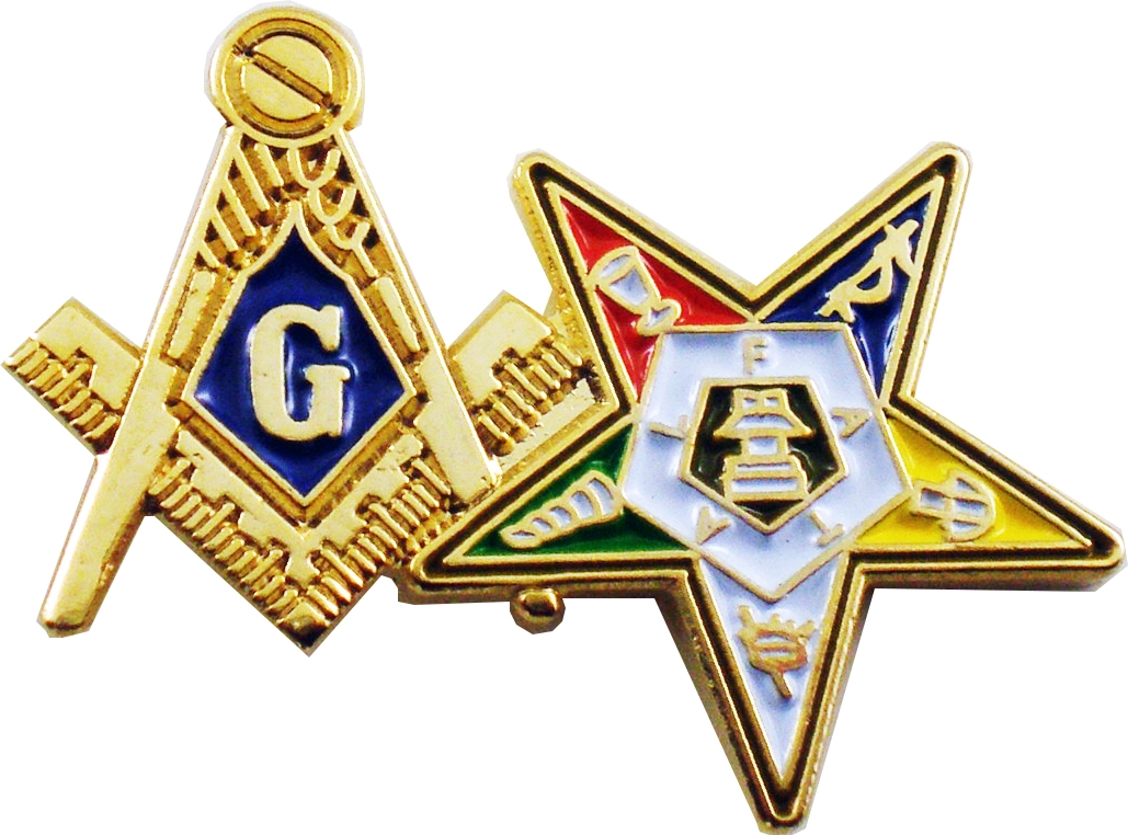 Mason + Eastern Star Symbol Double Lapel Pin [Gold 7/8"] > Product