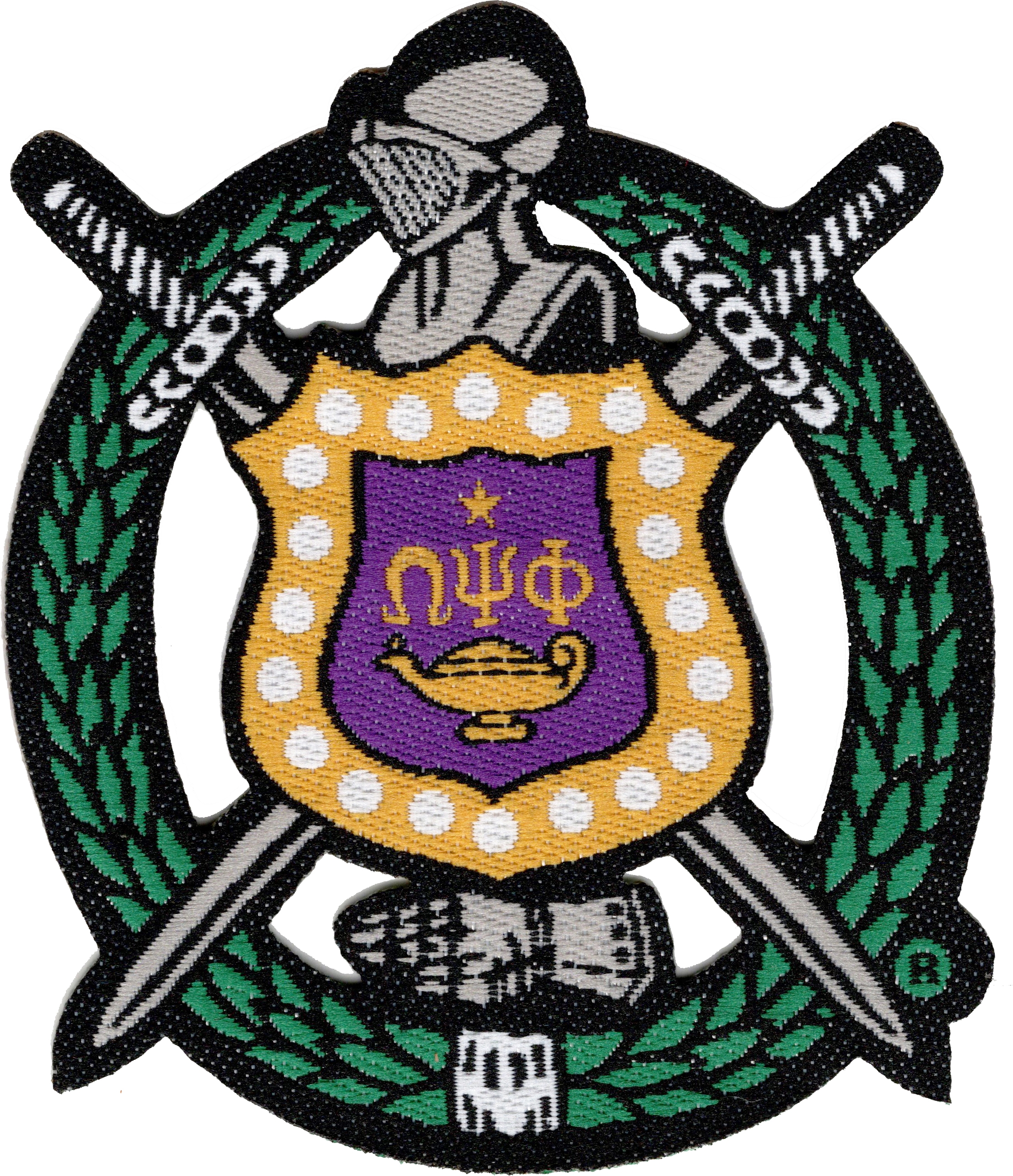 Omega Psi Phi Shield Thin Woven Label IronOn Patch [Pack of 12 Black