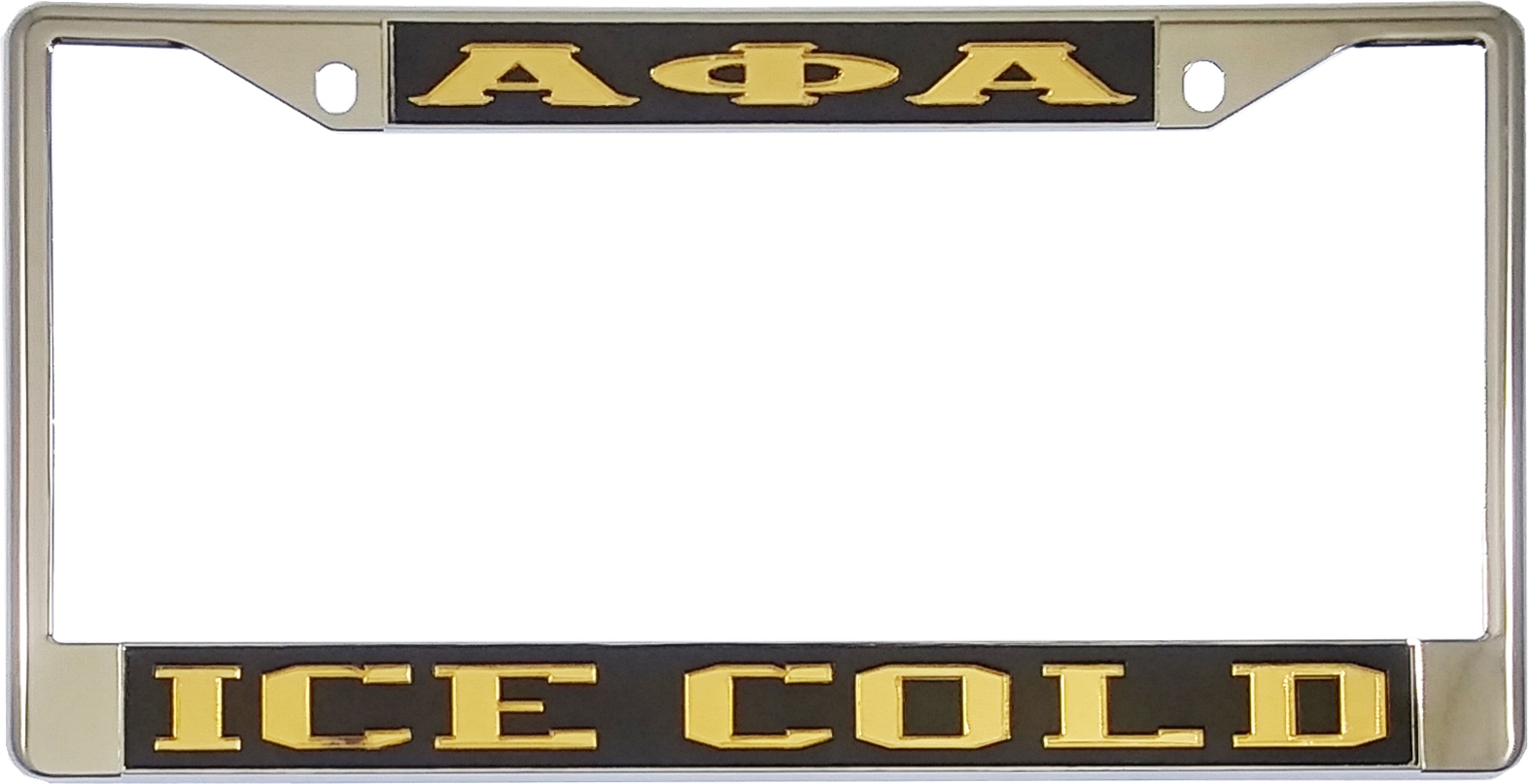 Alpha Phi Alpha Ice Cold License Plate Frame [Black Standard Frame Black/Gold Car/Truck