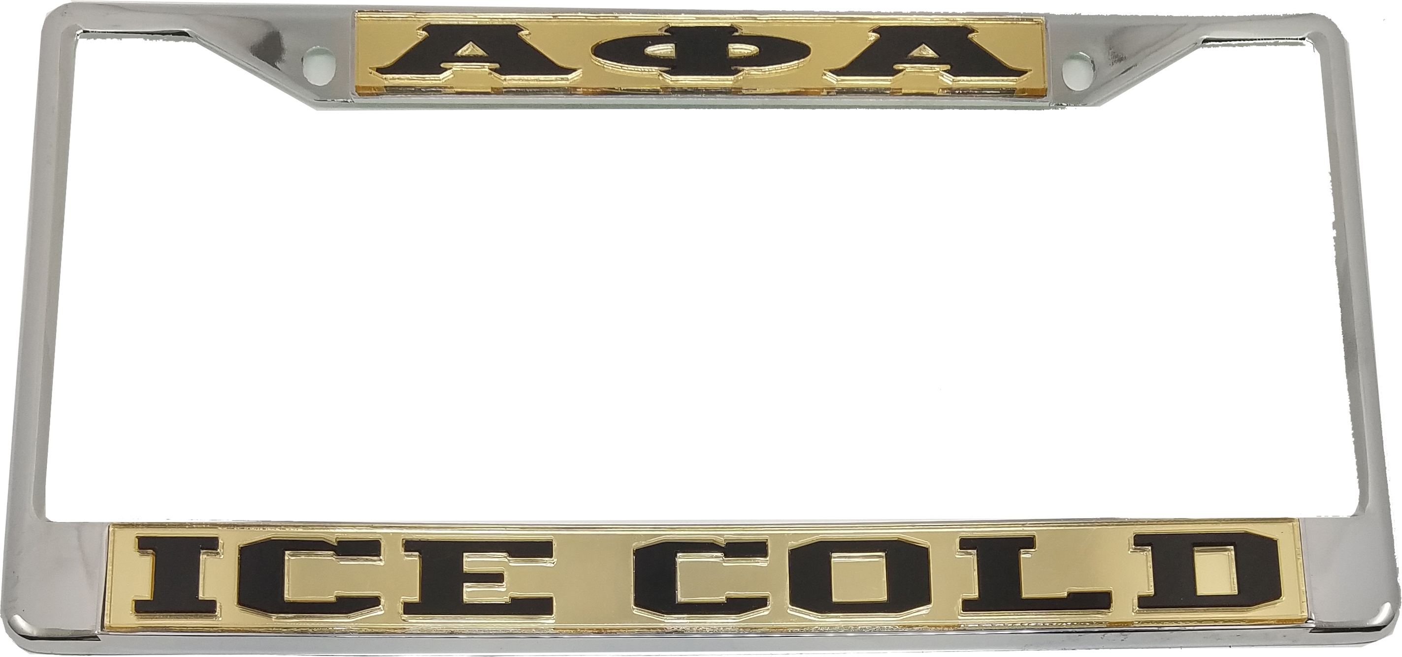 Alpha Phi Alpha Ice Cold License Plate Frame [Silver Standard Frame Gold/Black Car/Truck