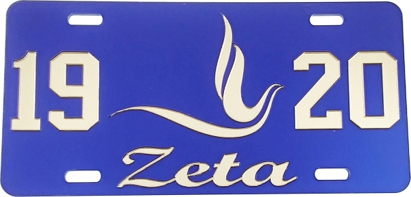 Zeta Phi Beta Blue Mirror License Plate 
