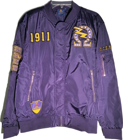Buffalo Dallas Omega Psi Phi Que Bolt Bomber Flight Jacket [Purple - L ...