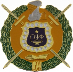 View Product Detials For The Omega Psi Phi Escutcheon Shield Die-Cut Car Badge