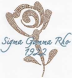 View Product Detials For The Sigma Gamma Rho Rose Rhinestone Heat Transfer