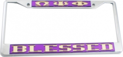 View Product Detials For The Omega Psi Phi Blessed License Plate Frame