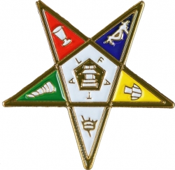 View Buying Options For The Order of the Eastern Star Pentagram Up Lapel Pin