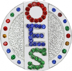 View Buying Options For The Order of the Eastern Star 3 Letters Single Snap Button with Crystals