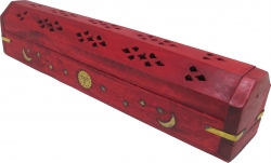 View Product Detials For The New Age Carved Coffin Brass Inlay Ash Catcher Incense Stick & Cone Holder