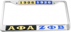 View Product Detials For The Alpha Phi Alpha + Zeta Phi Beta Split Founder Year License Plate Frame