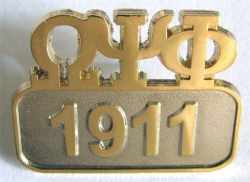 View Buying Options For The Omega Psi Phi 1911 Sandblasted Polished Lapel Pin