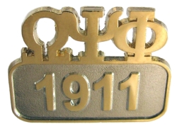 View Buying Options For The Omega Psi Phi 1911 Sandblasted Polished Lapel Pin