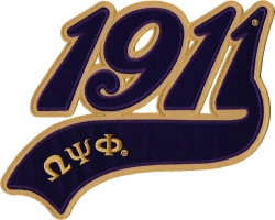 View Product Detials For The Omega Psi Phi 1911 Athletic Tail Twill Iron-On Patch