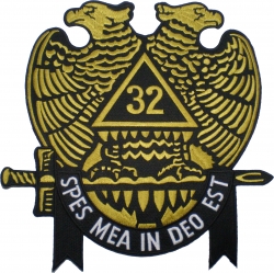 View Buying Options For The Scottish Rite 32nd Degree Wings Down Iron-On Patch