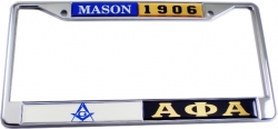 View Buying Options For The Mason + Alpha Phi Alpha Split Founder Year License Plate Frame