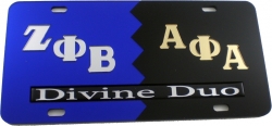 View Product Detials For The Zeta Phi Beta + Alpha Phi Alpha Split Divine Duo License Plate