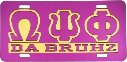 View Product Detials For The Omega Psi Phi Da Bruhz Insert Outline Mirror License Plate