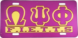 View Product Detials For The Omega Psi Phi F.I.E.T.T.S. Insert Outline Mirror License Plate