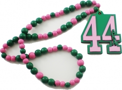 View Buying Options For The Alpha Kappa Alpha Line #44 Mirror Wood Color Bead Tiki Necklace