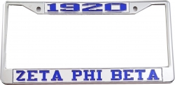 View Product Detials For The Zeta Phi Beta 1920 License Plate Frame