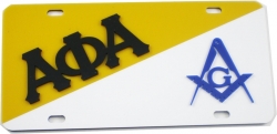 View Product Detials For The Alpha Phi Alpha + Mason Two Group Split License Plate