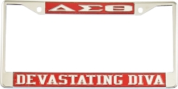 View Buying Options For The Delta Sigma Theta Devastating Diva License Plate Frame