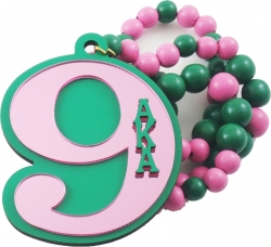 View Buying Options For The Alpha Kappa Alpha Line #9 Mirror Wood Color Bead Tiki Necklace