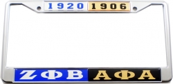View Product Detials For The Zeta Phi Beta + Alpha Phi Alpha Split Founder Year License Plate Frame