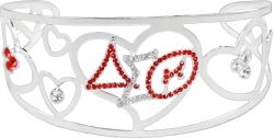 View Buying Options For The Delta Sigma Theta Color Crystal Filigree Heart Bangle Bracelet