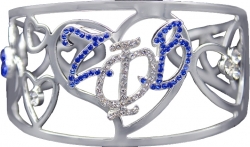 View Buying Options For The Zeta Phi Beta Color Crystal Filigree Heart Bangle Bracelet