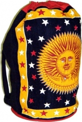 View Buying Options For The Sun God Print Cotton Sling-Style Backpack: