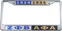 View Product Detials For The Zeta Phi Beta + Alpha Phi Alpha Split Founder Year License Plate Frame