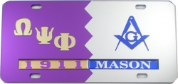 View Product Detials For The Omega Psi Phi + Mason Split Founder Year License Plate